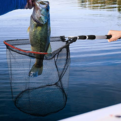 2 Pack Fishing Net with Telescopic Pole Handle, Fish Landing Net with Sturdy Collapsible Handle, Folding Nylon Mesh Landing Net for Saltwater and Freshwater, Extend to 51 in(Black, White)