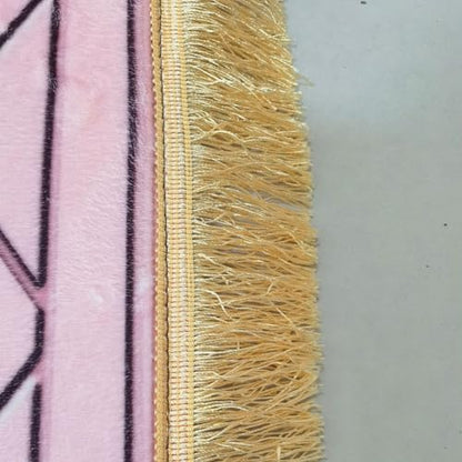 Simple Solid Muslim Prayer Rug Velvet Embossed Turkish Prayer Carpet Portable Islam Prayer Mat for Kids Islamic Janamaz Great Ramadan Eid Gift Elegant Sajadah with Tassel Salat Rug 50x80cm - color: Pink