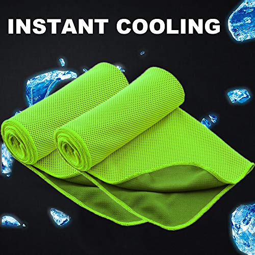 Pack of 20 Cooling Towel 40x12'' Ice Towel for Neck and Face Microfiber Chilly with Bag Breathable Yoga Gym Stay Cool Towels Sweat Rag for Workout Running Camping Pilates Beach, Green - color: Green