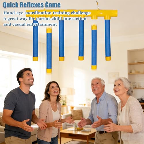 Reflex Drop Sticks Game,Reaction Time Training & Hand Speed Challenge Game with 3 Speed Adjustable,Catch Falling Stick Drop Game Challenge for Adult