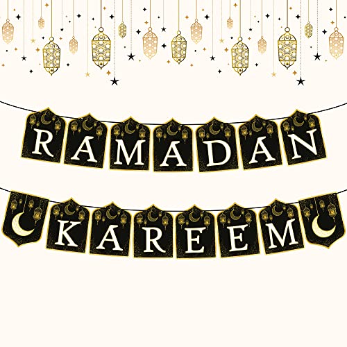 KatchOn Ramadan Kareem Banner 10 Feet, Black and Gold