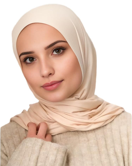 Harewom Polyester Hijab Lightweight Solid Head Wrap Scarf for Women Daily - color: Beige