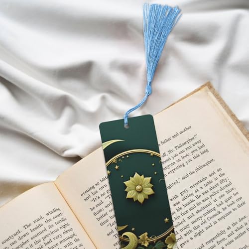 5 Pieces Wood Bookmark for Men Women Ramadan on Green Wallpaper Wooden Bookmarks Unique Handmade Book Marks with Tassel Pendant Craft Bookmark for Book Lovers Birthday Teachers Gift - color: Sky Blue