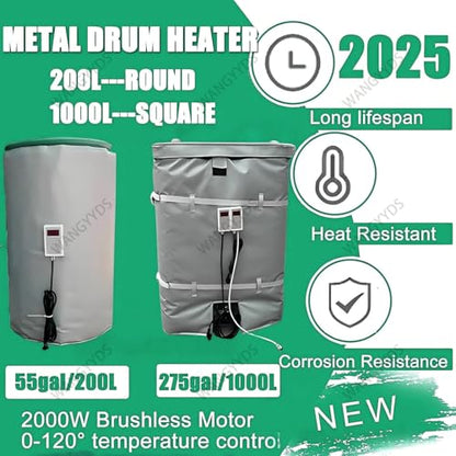 IBC Tote Heater Blanket, 55 Gallon/275 Gallon Heating Pad for Winter, Full Cover IBC Tote/Tank Heater Blanket Oil Drum Heater, Metal Drum Heater, Adjustable Temp 0~150℃ Grey-275Gallon/1000L - color: Gray, size: 275Gallon/1000L