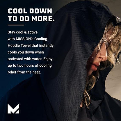 MISSION Cooling Hoodie Towel, Evaporative Cool Technology, Cools Instantly When Wet, UPF 50 Sun Protection, Contours Your Head to Stay in Place, Great for Sports, Fitness, Gym - color: Digi Camo Grey