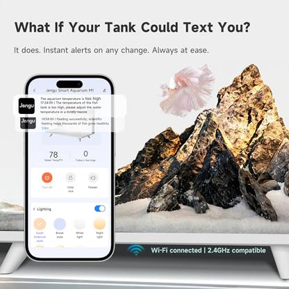 M1 5.3 Gallon Smart Fish Tank, App-Controlled Betta Aquarium Starter Kit | Integrated Lid with Auto Feeder, Full Spectrum LED, Temp Display, Dual Filtration, Quiet Pump for Desktop, White - color: White