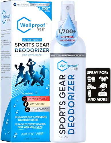 2-in-1 Sports Cleaner & Odor Eliminator - 3X Powerful Nano-Enzyme Deodorizer for Gloves, Hats, Helmets, Cleats, Shoes, Clothes, Bags, Sports Equipment & Athletic Gear | Remove Stink & Dirt