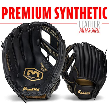 Franklin Sports Field Master Baseball + Softball Glove - Field Master Adult + Youth Baseball + Softball Mitt - Men's + Women's Gloves - color: Black/Gold, style: 11" - I Web