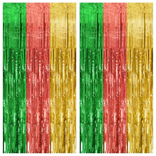 2 Pack Hawaii Party Backdrop Decorations Vibrant Summer Streamers Foil Fringe Curtains Metallic Tinsel Backdrop for Birthday Graduation Baby Shower Christmas Beach Holiday Party Decors - color: Hawaii Color, size: 2 Pcs