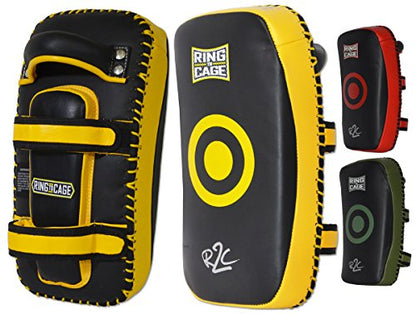 Elite Curved Leather Muay Thai Pad 2.0 - color: Yellow/Black