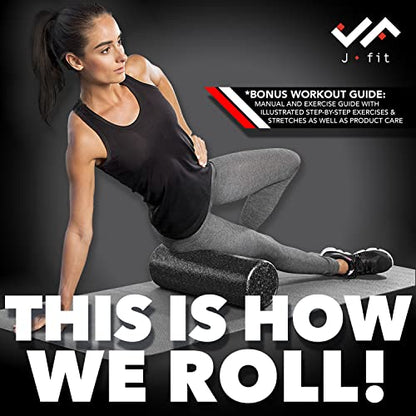 JFIT High Density Foam Roller – EPP Deep Tissue Massage Roller for Muscle Recovery, Myofascial Release & Stretching - color: Speckled Blue, size: 24-Inch