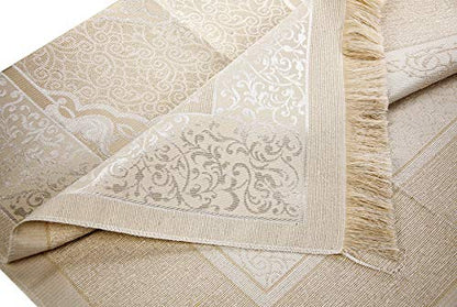 ihvan online Muslim Prayer Rug with 99 Beads Tasbih & Travel Bag, Soft Taffeta Sajadah, Lightweight & Foldable Janamaz, Portable Prayer Mat, Islamic Gift for Eid, Ramadan, Hajj & Umrah, Gold - color: Gold