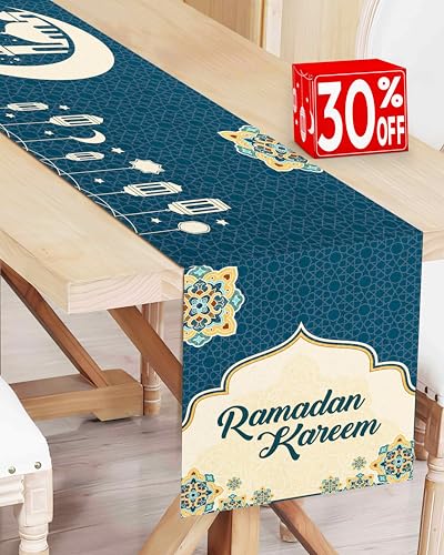 OLEEK Ramadan Table Runner 70x13in- Ramadan Decorations for Home 2026 - Ramadan Mubarak Table Runner- Ramadan Runner - Ramadan Decor - Ramadan Table Decor - Ramadan Gifts زينة رمضان كريم ديكور - size: 70x13