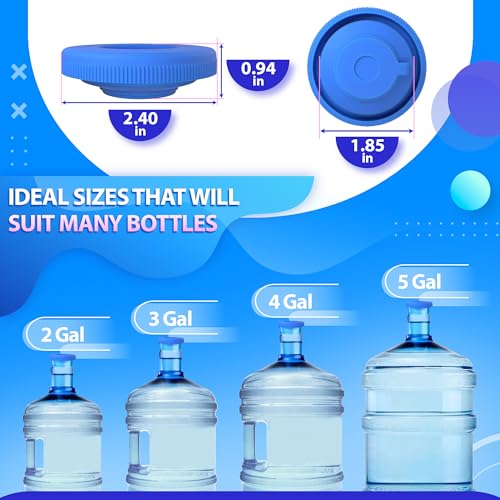 5 Gallon Water Jug Cap 4 Pack, Reusable Leak Resistant Bottle Caps | Wear Resistant Lids Reseal Jugs on Dispensers and Coolers - 2.4 x 0.94 In, Fit Standard Gallon Bottles for Kitchens, Offices
