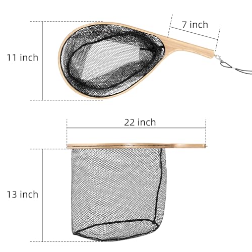 Fly Fishing Net, Soft Mesh Trout with Handle, Catch and Release Landing for Freshwater, Saltwater, Gift for Anglers & Fly Fishing Enthusiasts - style: Black Curved Handle