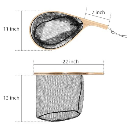 Fly Fishing Net, Soft Mesh Trout with Handle, Catch and Release Landing for Freshwater, Saltwater, Gift for Anglers & Fly Fishing Enthusiasts - style: Black Curved Handle