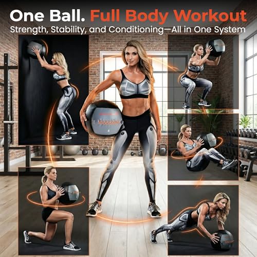 Bionic Body Soft Medicine Ball Weighted Slam Wall Ball for Cardio Workout and Core Training – Ideal for Squat, Lunge, and Partner Toss - style: 6LB