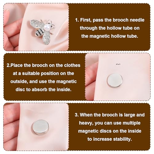 6Pairs Magnetic Brooch Converter Mini Hijab Pins Back Invisible Boutonniere Magnets Pin Converter Multi-Purpose Metal Clothing Clasps for Women Scarf Shawls Accessories Thin Fabric