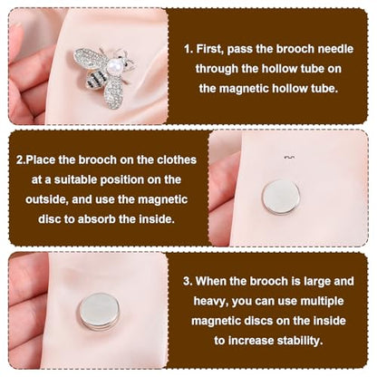 6Pairs Magnetic Brooch Converter Mini Hijab Pins Back Invisible Boutonniere Magnets Pin Converter Multi-Purpose Metal Clothing Clasps for Women Scarf Shawls Accessories Thin Fabric