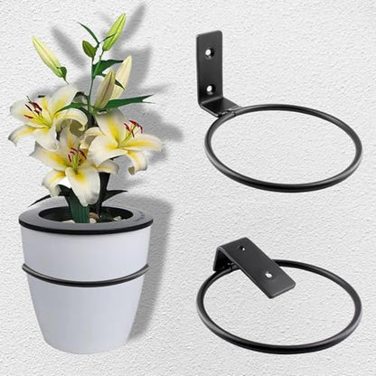 Jiozermi 6 Pack 8 inch Flower Pot Holder Ring, Wall Mounted Black | Flower Pot Holder Ring Wall Mounted Set Wall Mounted Metal Planter Hanger Matte Black Hanging Plant Holder - size: 8 Inch-6Pcs