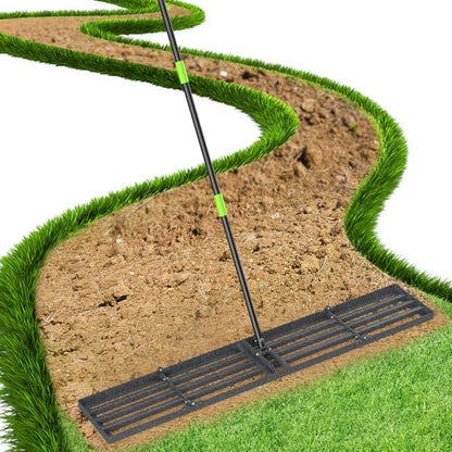 GARDTECH 48×10 Anti-Flip Lawn Leveling Rake,76” Adjustable Handle | Heavy Duty Stainless Steel,2mm Plate, for Topdressing, Sandbox, Garden Beds, Lawn Repair,Dog Spots - size: 48''x10''