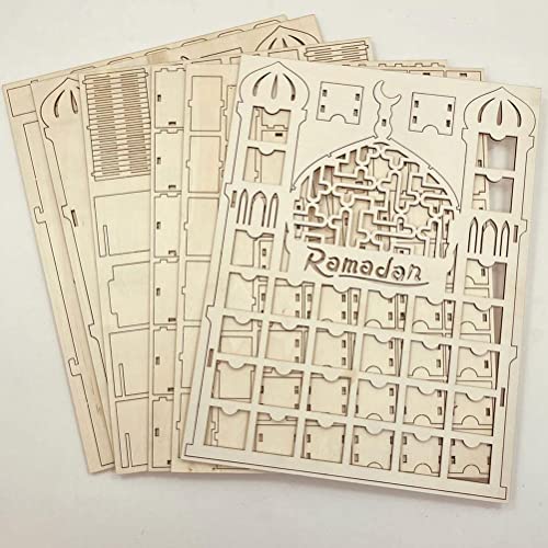 Wooden Ramadan Advent Calendar,Ramadan Countdown Calendar,30 Grid, Eid Mubarak Decorations, Decor,Eid Decor