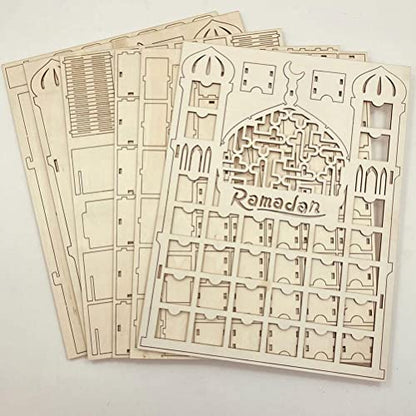 Wooden Ramadan Advent Calendar,Ramadan Countdown Calendar,30 Grid, Eid Mubarak Decorations, Decor,Eid Decor