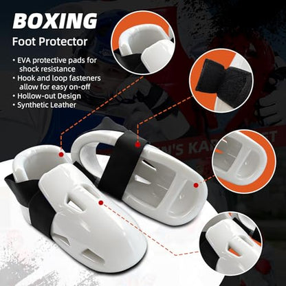 Martial Arts Karate Protective Sparring Gear Package Deal/Gift Adjustable Adult & Youth Headgear, Gloves & Kicks for MMA, Taekwondo, Boxing Training - color: white, size: Medium