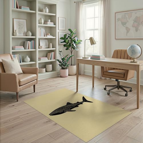 4'x6' Washable Modern Fish Accent Rug, Black Non-Shedding Small Carpet for Playroom, Bedroom, Reading Nook, Pet Friendly & Non-Slip | Ref:2067250 - color: Beige/Pattern 1, size: 4' x 6' (Rectangular)