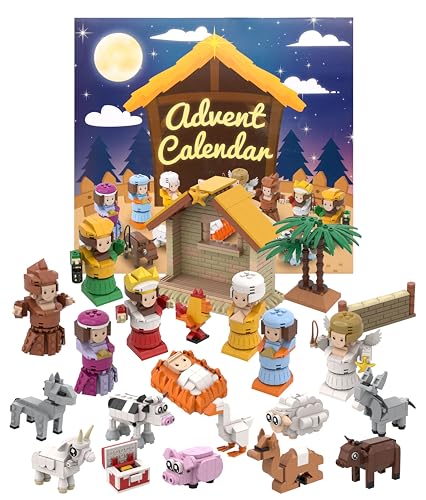 Nativity Advent Calendar 2025 Build Blocks Jesus Christmas Advent Scene Gifts Individual Packaging