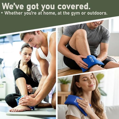 4PK Flexible Gel Ice Packs for Injuries Reusable - Gel Ice Pack Cold Compress for Knee, Back, Neck, Wrist, Hand, Elbow, Ankle Pain Relief - 9.5" x 4.5" - style: Cold