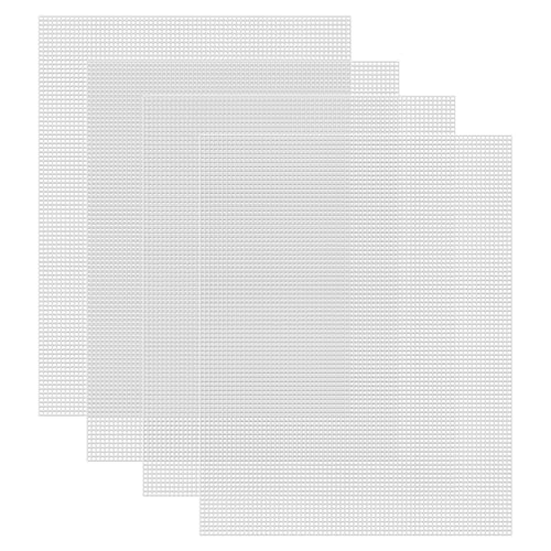 Caydo Plastic Canvas Sheets, 4 Pieces 7 Count 10.5 X 13.5 Inch Plastic Mesh | Plastic Canvas, Eye Mesh for Embroidery, Acrylic Yarn Crafting, Knit Crochet Projects and Make Dividers - color: Clear White - 4pcs