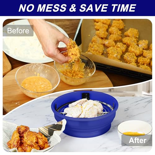 Collapsible Batter Bowl - Breading Bowl Shaker with Lid, Deep Blue - color: Deep Blue