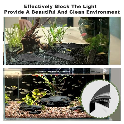 15.7X 39.4in Aquarium Background Black, Fish Tank Background Wallpaper Electrostatic Thickening, Easy to Install