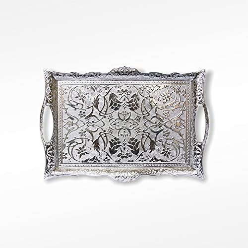 Alisveristime Big Square Zamac Serving Tray, 14.5 x 9.85 in (Silver) - color: Silver