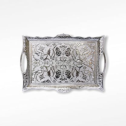 Alisveristime Big Square Zamac Serving Tray, 14.5 x 9.85 in (Silver) - color: Silver