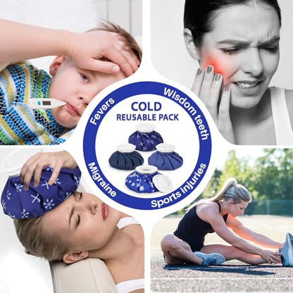 Honoson 4 Pack Reusable Ice Pack for Injuries, Ice Bags Hot Water Bag for Hot & Cold Pain Relief No-Leak Elastic Breathable for Muscle, Joint Pain Swelling, Sports & Home Use(Snowflakes Style) - style: Snowflakes Style