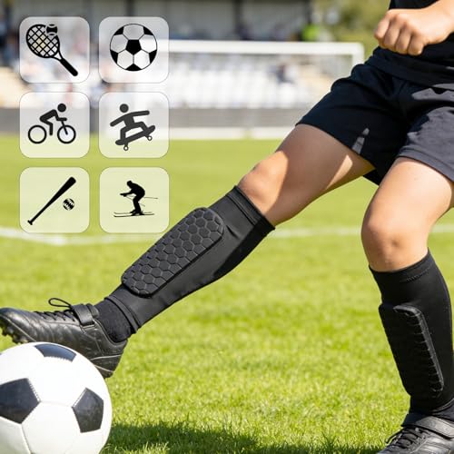 Soccer Shin Guards, Shin Defenders for Kids Youth Adult Ski Shin Guards Pads for 2-18 Years Old Calf Compression Sleeve with Honeycomb Pads, Lightweight Calf Protective Gear for Football - size: X-Large