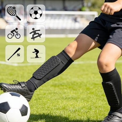 Soccer Shin Guards, Shin Defenders for Kids Youth Adult Ski Shin Guards Pads for 2-18 Years Old Calf Compression Sleeve with Honeycomb Pads, Lightweight Calf Protective Gear for Football - size: X-Large