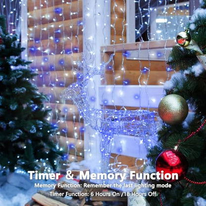 2 Pack 200 LED Battery Operated String Lights, Twinkle Lights Blue & White - color: Blue and White, size: 2PK(100LED)