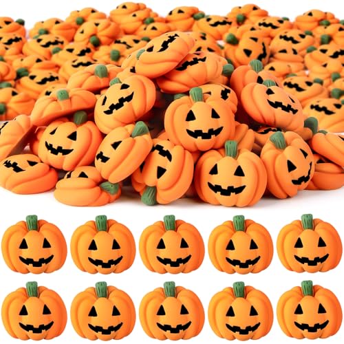 60 Pcs Halloween Resin Charms Pumpkin, DIY Mini Flatback Charms Pumpkin | Grimace Smile Pumpkins Miniature for Halloween Meeting, Phone Case, Fridge Table Decoration - style: MiniPumpkin 60PCS