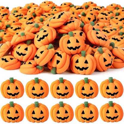 60 Pcs Halloween Resin Charms Pumpkin, DIY Mini Flatback Charms Pumpkin | Grimace Smile Pumpkins Miniature for Halloween Meeting, Phone Case, Fridge Table Decoration - style: MiniPumpkin 60PCS