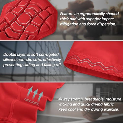 Knee Pads Compression Leg Sleeve Wrestling Volleyball Football Knee Pads, Knee Compression Sleeve for Youth Adult, 1 pair of Knee Sleeves ((#1) Red-2pcs,Medium) - color: (#1) Red-2pcs, size: Medium