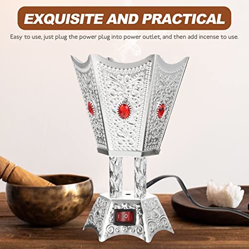 SEWACC Electric Incense Burner Metal Bakhoor Burner Middle Eastern Style Tabletop Electric Censer for Home Office Yoga Spa Decor