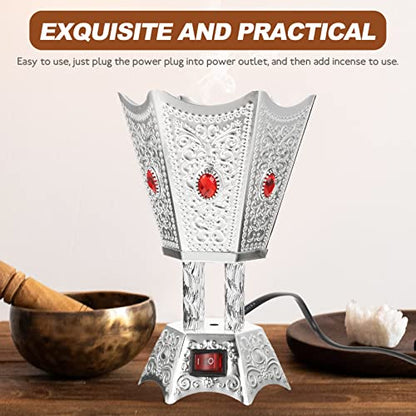 SEWACC Electric Incense Burner Metal Bakhoor Burner Middle Eastern Style Tabletop Electric Censer for Home Office Yoga Spa Decor