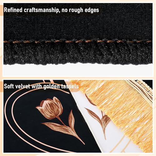 Tegeme 2 Pcs Muslim Couple Prayer Rug Set with 2 Pcs Delicate Prayer Beads Heart Rose Design Black White Soft Velvet Muslim Mat for Women Men Ramadan Eid Wedding Birthday Gifts
