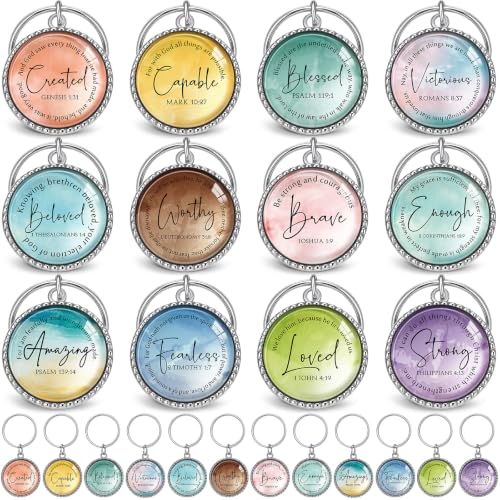 Equsion 36 Pcs Christian Keychain Bulk Mini Bible Keychains, Classic - color: Classic