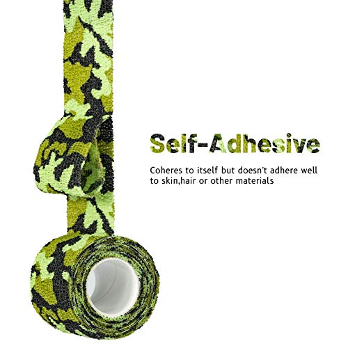 FRESINIDER 9 Rolls Self Adhesive Wrap Athletic Tape Gauze, Breathable Elastic Cohesive Bandage for Sports Injury & Pet (7 Pcs 2" x 5 Yards + 2 Pcs 1" X 5 Yards) (Land Camo) - color: Land Camo