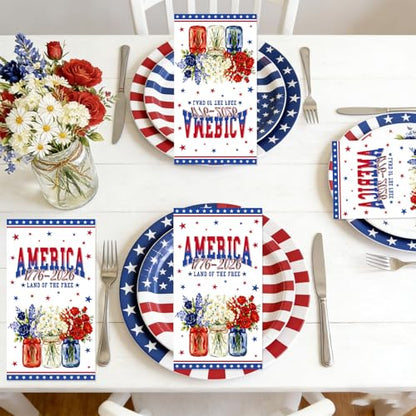 Rakuto 250 Anniversary Napkins Decorations - 100 Pcs America 1976-2026 Red White and Blue Napkins Decorations, 4th of July 250th Anniversary Party Paper Supplies for USA 250th Birthday - style: 250 Anniversary