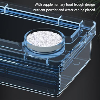 Anti-Escape Crested Gecko Food Dish, Transparent Chameleon Feeding Bowl, Acrylic Reptile Amphibian Habitat Feeders, Pet Supplies, for Tortoise Frog Snake Terrarium Lizard Spider - color: Blue